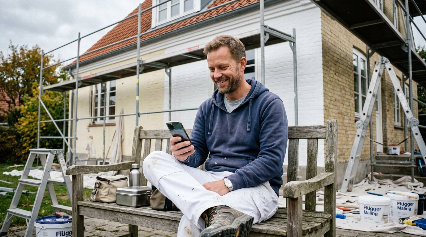 Dansk maler maler en stuevaeg