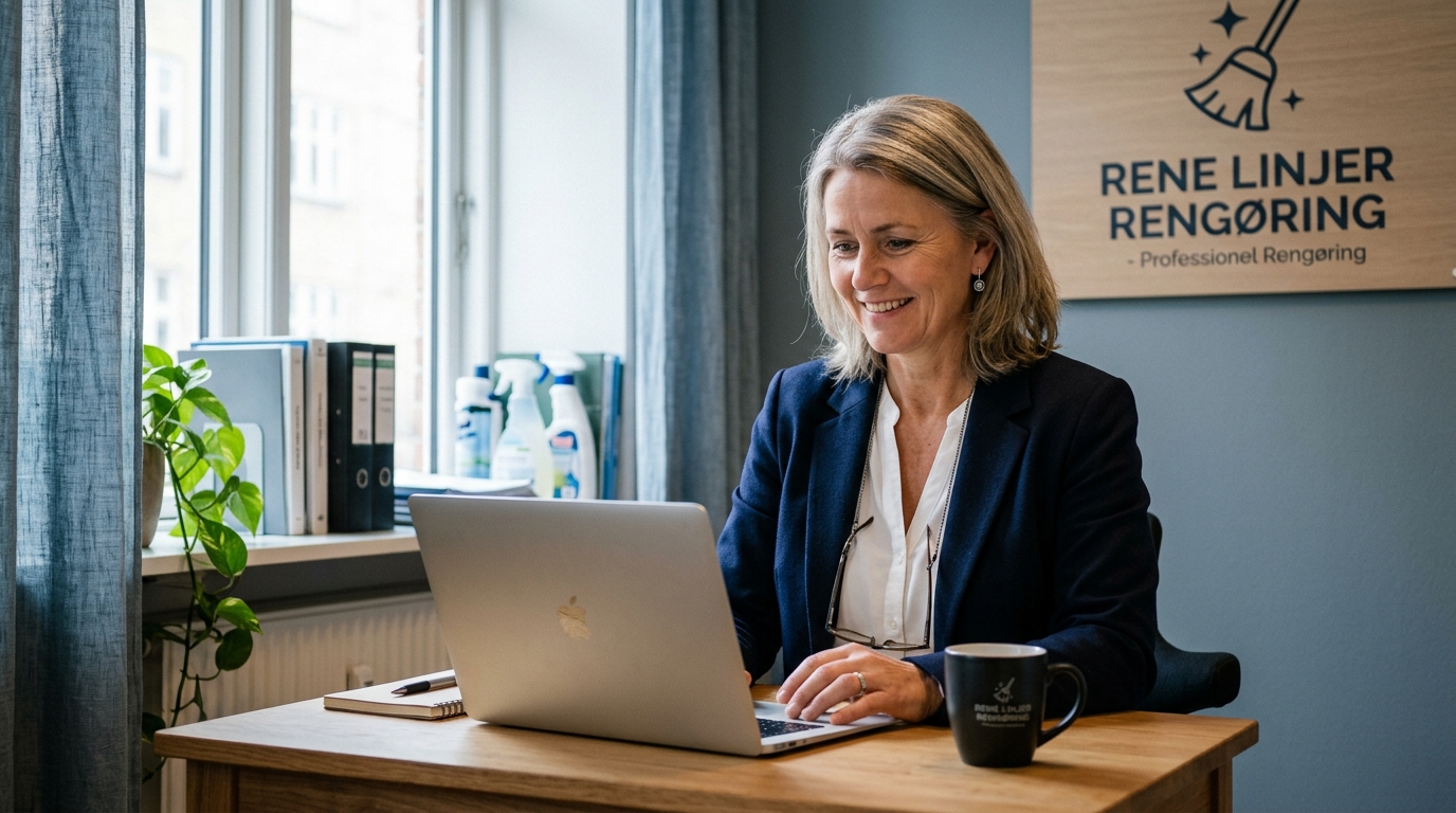 Selvstaendig danskere paa kontor med kaffe
